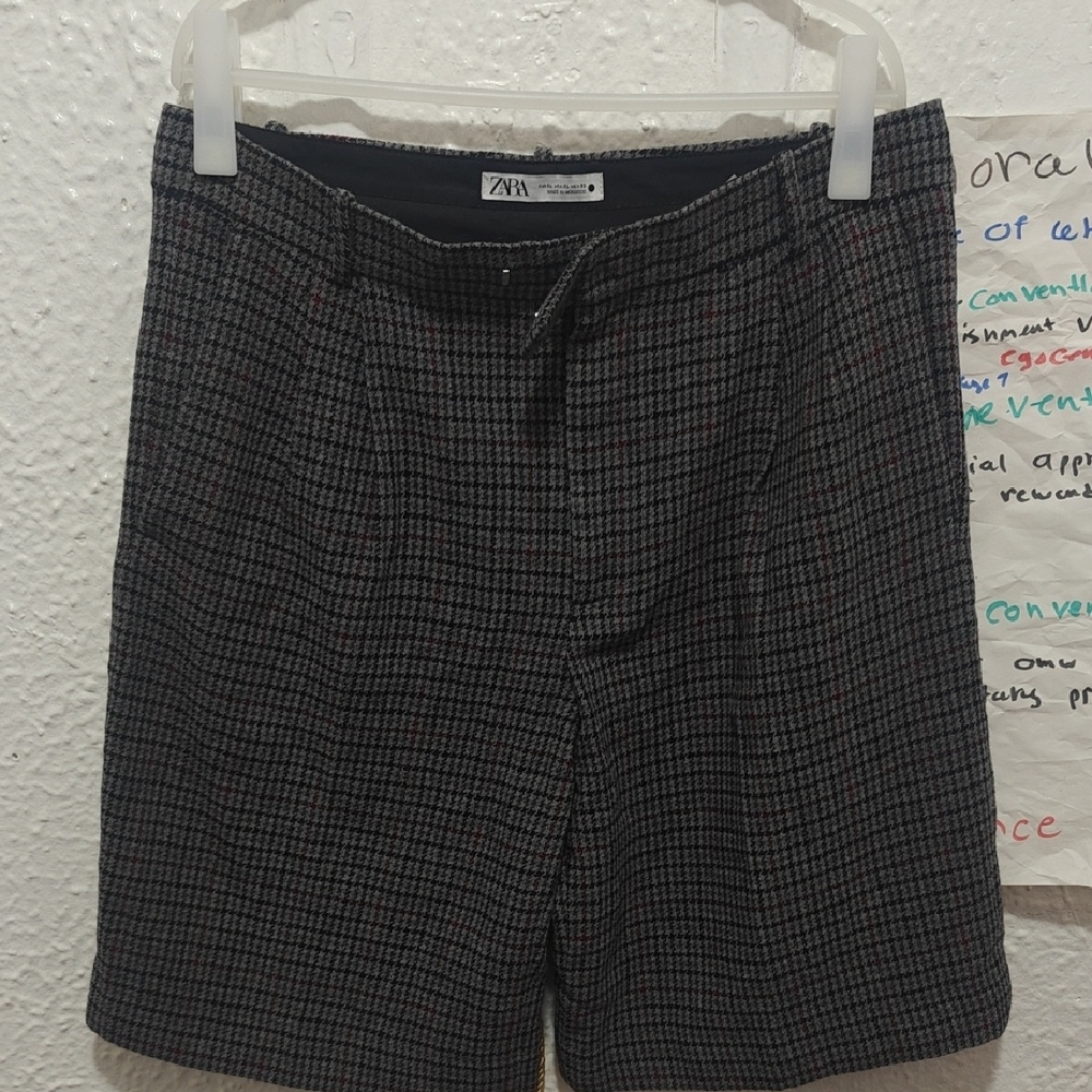 Zara Black and Gray Plaid Shorts